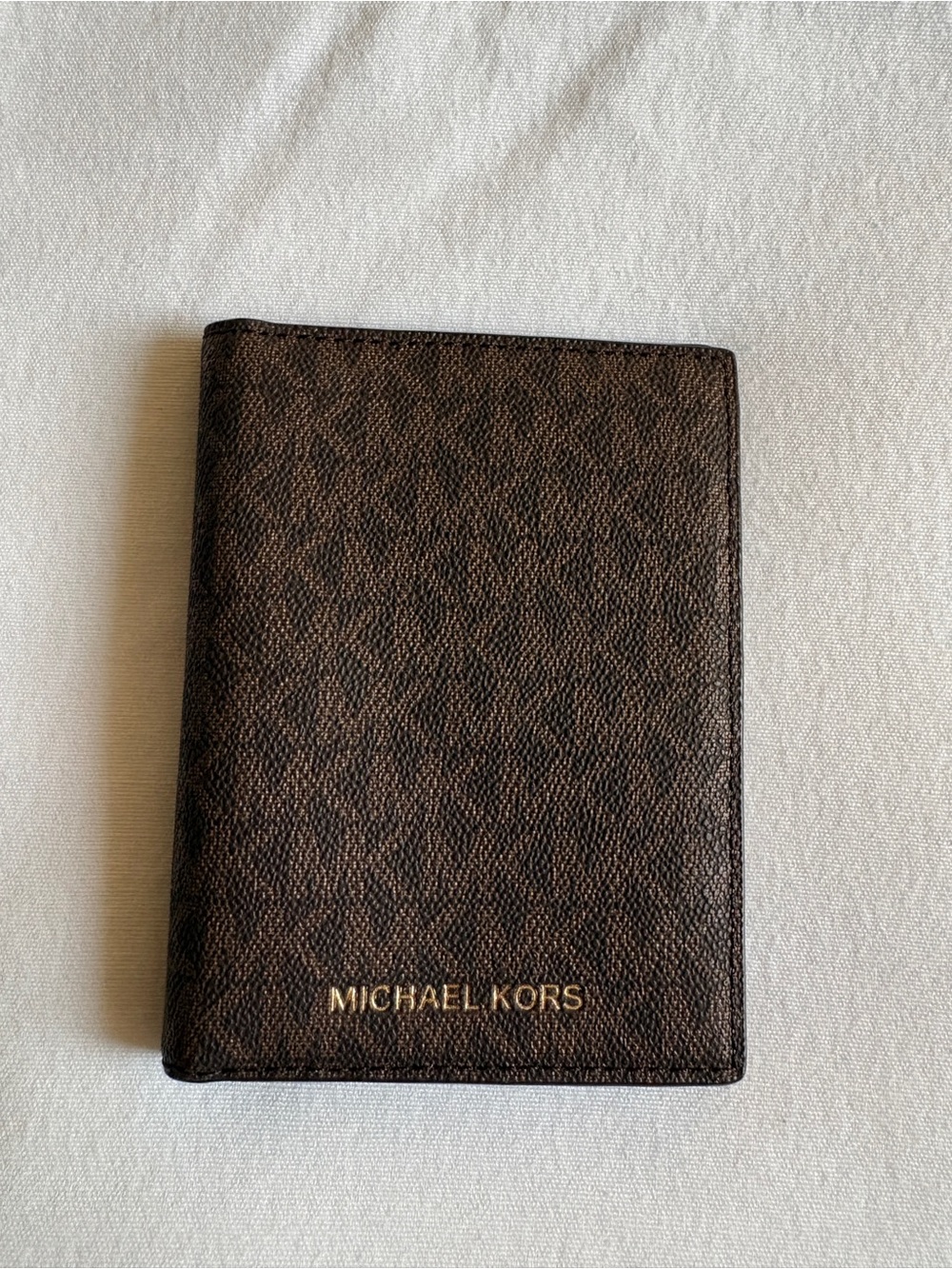 Michael Kors Men's Dark Brown Card & Passport Holder with Gold Logo